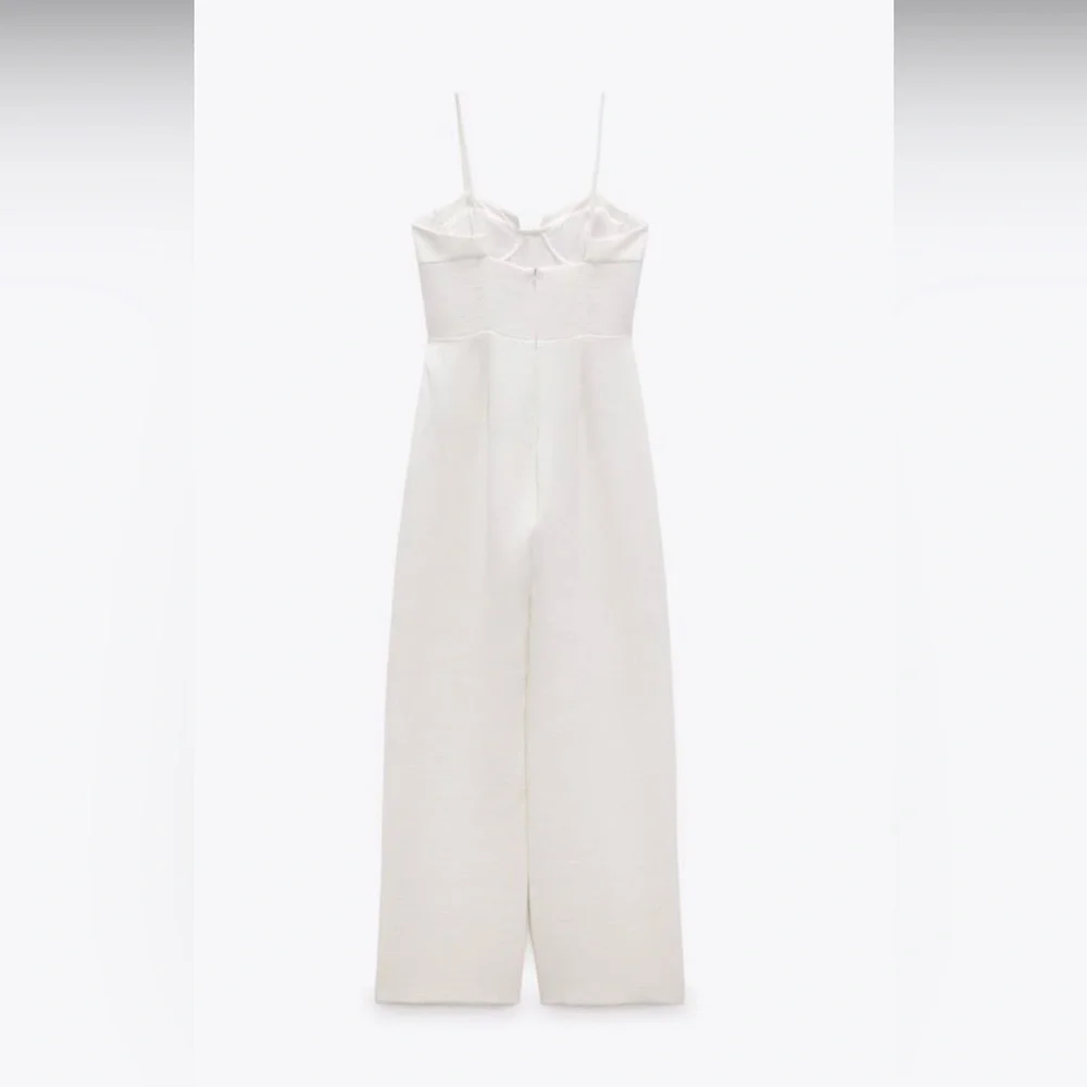 ZARA WIDE LEG PALAZZO CORSETRY INSPIRED JUMPSUIT CORSET LIKE WHITE XS - Picture 4 of 5
